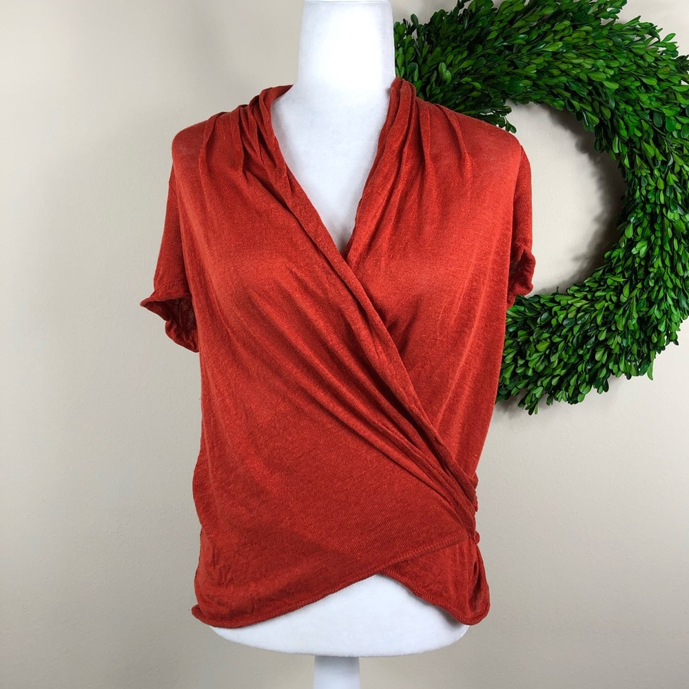 ANTHRO MOTH Rust Wrap Cardigan Sweater Cross - Small